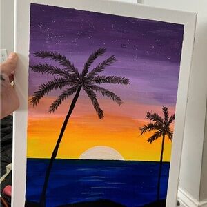 Sunset Palm Tree Canvas Art